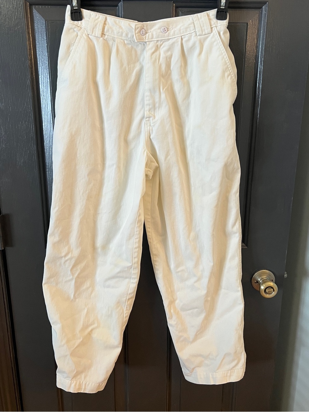 Ruff Hewn Cream Ivory 100% Cotton Pleated Vintage Size 6 Made in USA